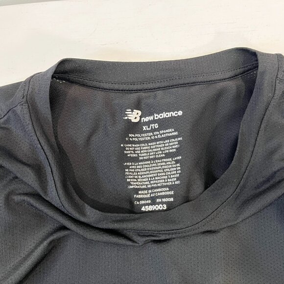 New Balance Men’s Black Performance Short Sleeve Shirt – Size XL - Picture 4 of 4